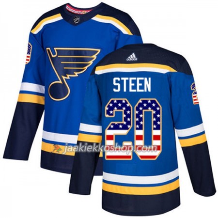 Miehille NHL St. Louis Blues Pelipaita Alexander Steen 20 Adidas 2017-2018 Sininen USA Flag Fashion Authentic